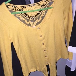 Yellow long sleeve crop top
